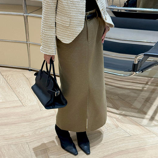 【顺丰包邮】10006 洛诗琳秋冬设计感长款羊毛高腰直筒半身裙610 商品图0