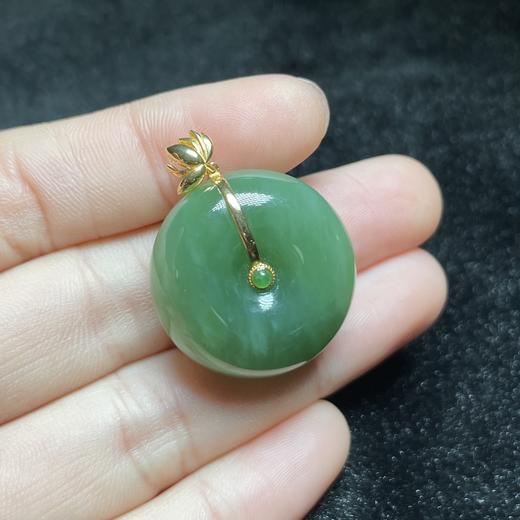玉美人菲菲#18K和田玉碧玉平安扣吊坠约25mm 商品图0