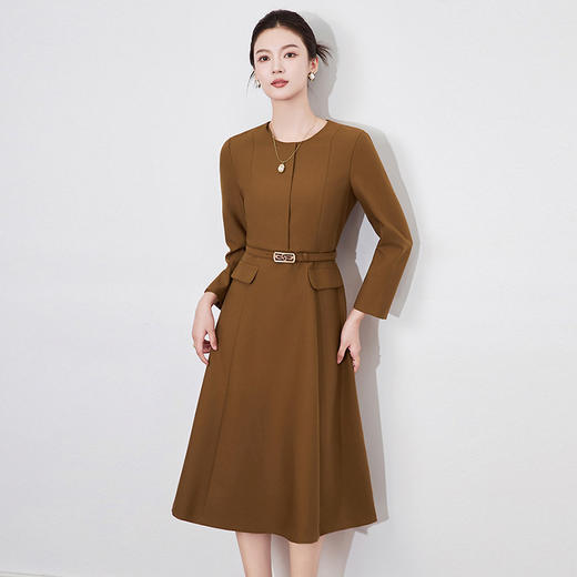 【高货wl】全新升级【铂金会员330/天猫449/差价119】(14912) 洛诗琳秋季时尚优雅气质休闲收腰显瘦系带中长款连衣裙 商品图1