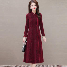 QYM KM24172-Y改良旗袍连衣裙加厚红色裙