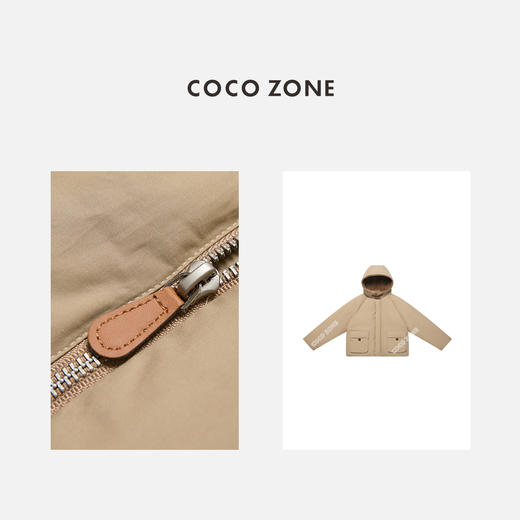 COCO ZONE 冬季高级感拼接连帽宽松派克棉服CC2D3070 商品图2