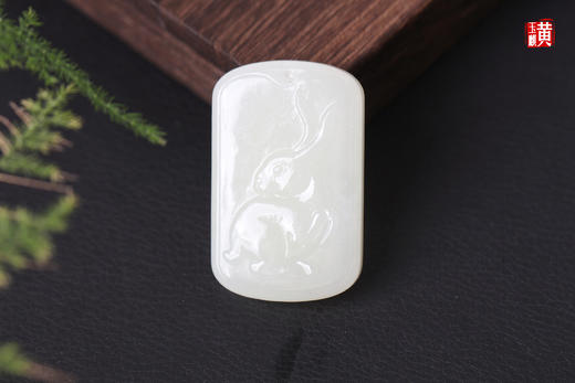 和田玉白玉生肖【兔】吊坠  配精美挂绳 商品图0