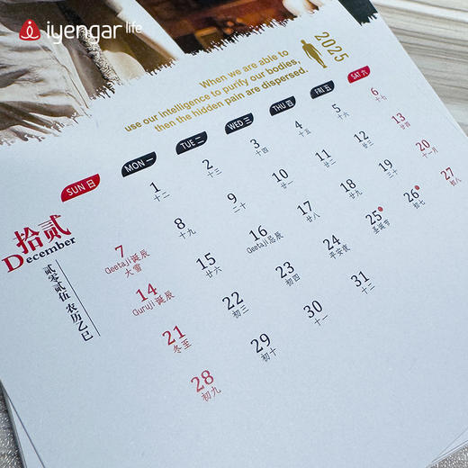 艾扬格life F1090 2025年瑜伽元素台历 2025年最新款台历来袭！（可订制LOGO，20件起订订制费50元） 商品图5