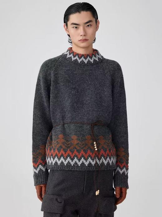 Simple Project/M24199/费尔岛民族图案侧拉链高领毛衣 商品图0