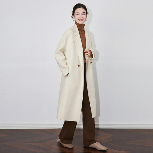 【高货wl】全新升级【铂金会员588/天猫799/差价211】(34655) 洛诗琳秋冬绵羊毛西装领双面呢宽松大衣高级感气质外套女 商品图3