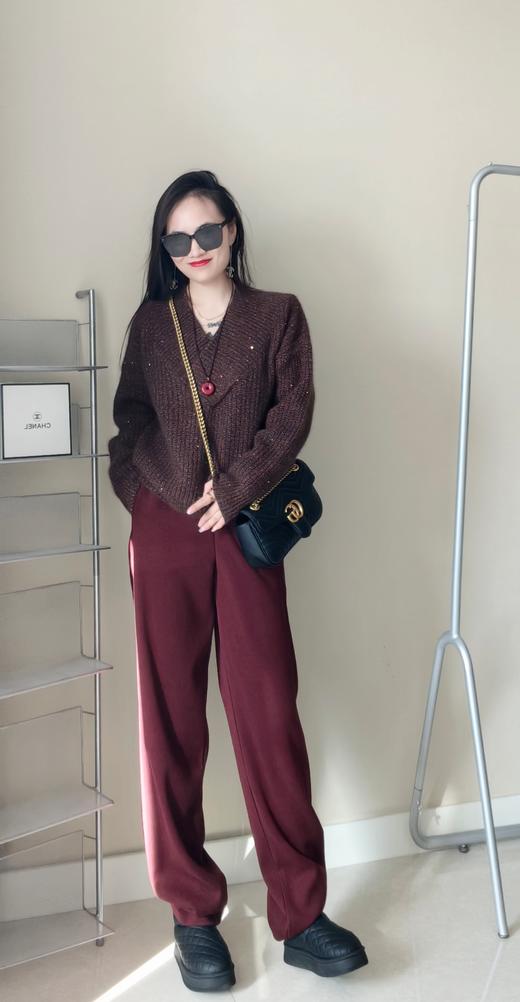 新款含650g醋酸羊毛厚款松紧腰年糕显瘦直流裤 商品图8