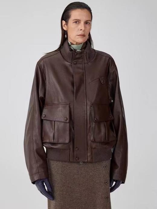 Simple Project/Y24246/皮质罗纹立领夹棉外套 商品图3