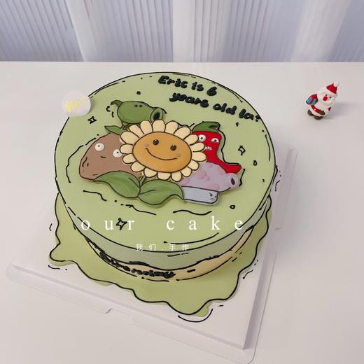 植物大战僵尸手绘蛋糕-低糖处理无添加 商品图1