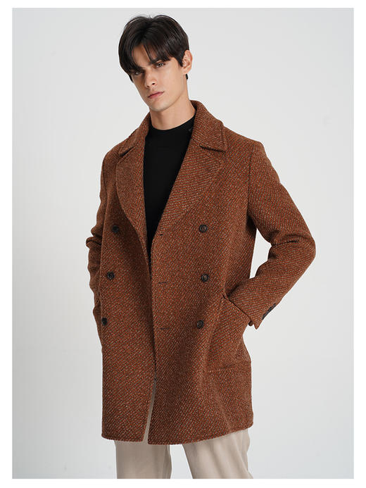 callisto大师系列橙色纯棉羊毛大衣 商品图2