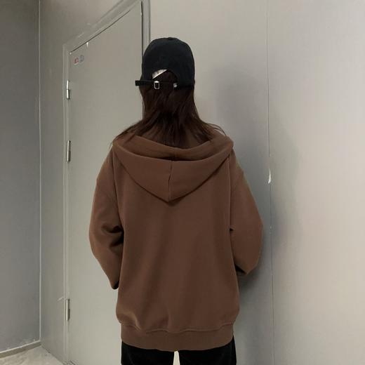 Z1连帽拉链袖边撞色喷漆加绒卫衣外套（卡其） 冬季 244050090321 商品图1