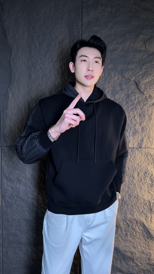 WY489秋冬季新款时尚个性拼接套头连帽卫衣运动休闲百搭情侣