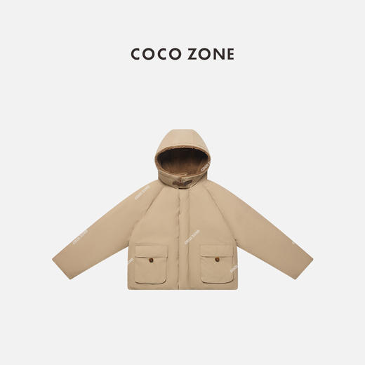 COCO ZONE 冬季高级感拼接连帽宽松派克棉服CC2D3070 商品图0