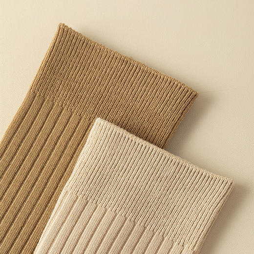 洁丽雅2双装棉质女士长筒袜柔软舒适弹力透气简约纯色长绒棉袜 商品图8