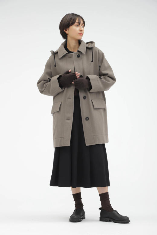 MHL 日版石灰色melton羊毛呢连帽大衣 商品图2