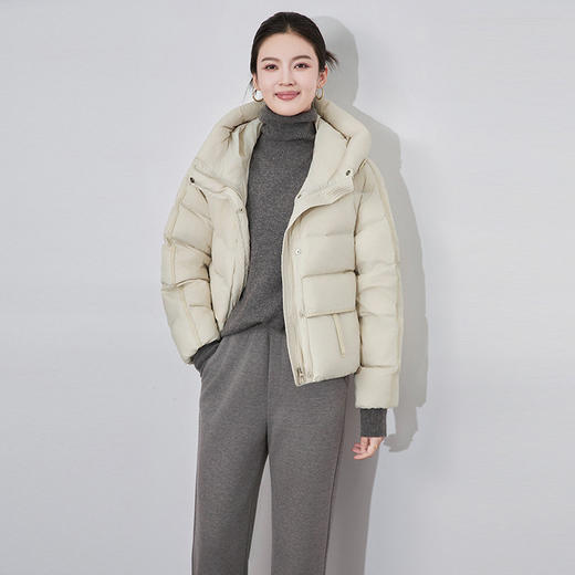 【高货wl】全新升级【铂金会员441/天猫599/差价158】(12337) 洛诗琳高级感时尚通勤连帽抽绳皮标加厚暖冬面包羽绒服 商品图3