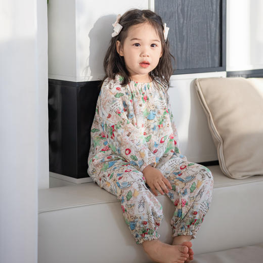 【云优选】BabyStormi宝宝秋冬季家居服双层竹棉纱布女童长袖套装竹纤维儿童睡衣（周六日不发货） 商品图7