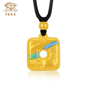 「大足石刻」黄金足金珐琅卧佛吊坠挂坠【Y】