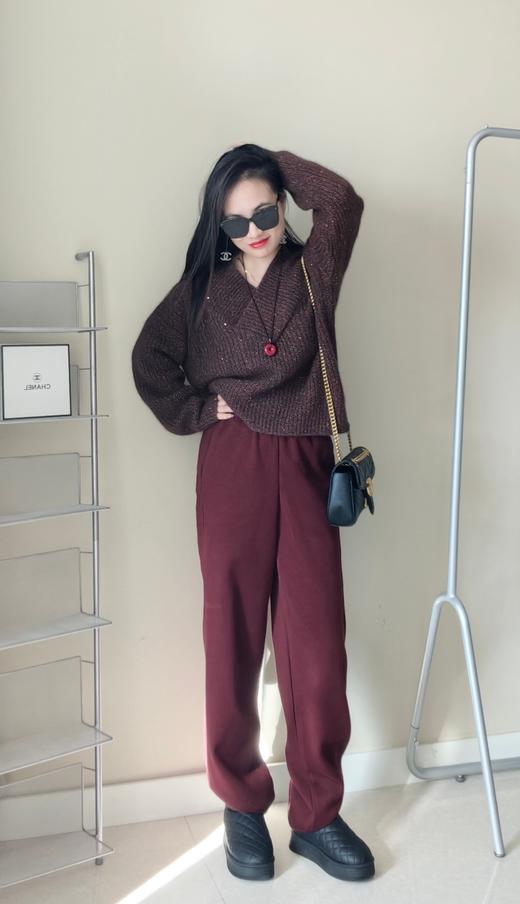 新款含650g醋酸羊毛厚款松紧腰年糕显瘦直流裤 商品图7