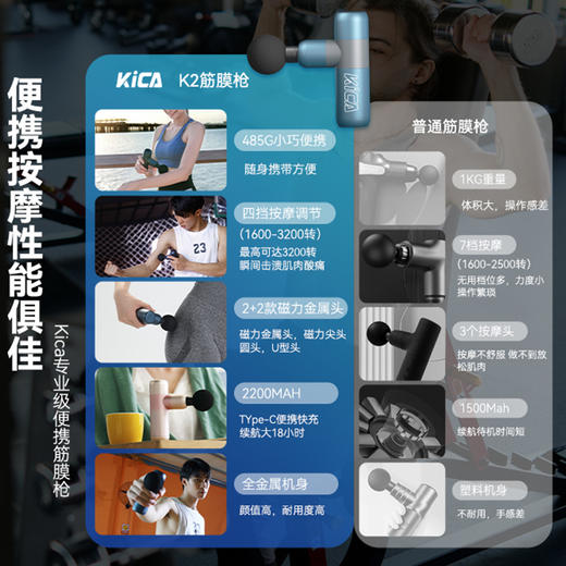 KICA K2 新款迷你筋膜枪静音电动深层肌肉按摩仪 商品图4
