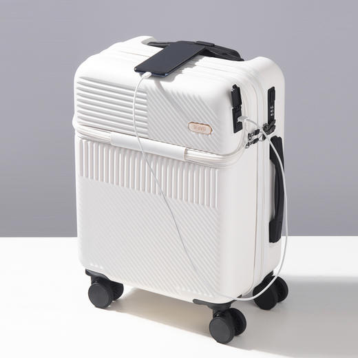 途帮TOBOOG前开口PC拉杆箱轻音万向轮充电接口旅行箱登机箱20英寸2106 商品图2