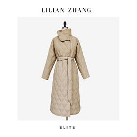 E-定制—时尚轮回、轻奢名媛—英伦菱形Oversized长棉服大衣 2406011