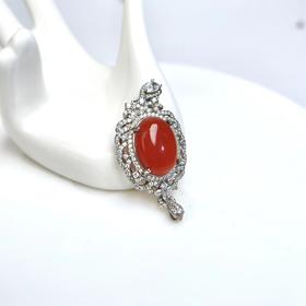 玉美人菲菲~17584-南红蛋面约22mm吊坠