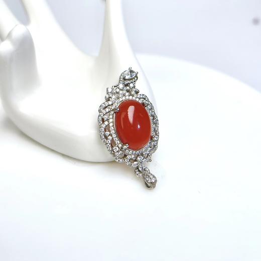 玉美人菲菲~17584-南红蛋面约22mm吊坠 商品图0