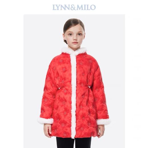 【春上新】[3.8折]   8F LYNN&MILO琳麦罗  红色蕾丝花收腰国风羽绒服   吊牌价：2098元   活动价：797 商品图5