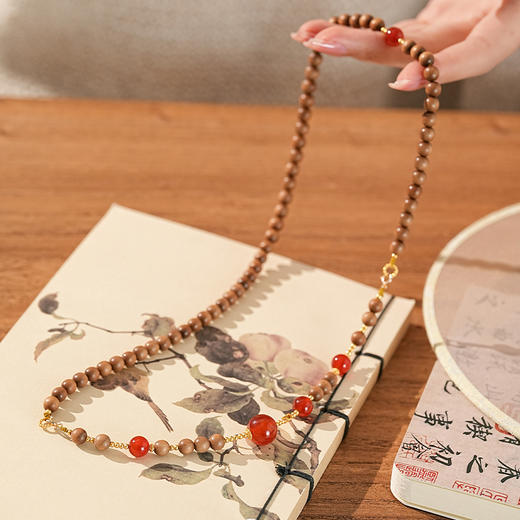 【喜乐·老山檀南红串珠项链手串·带证书】敦煌福泽小众祈福老山檀手串 商品图4