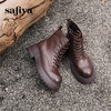 预售10天发|Safiya/索菲娅2024复古英伦时尚经典厚底粗跟短筒系带马丁靴加绒 SF44116411 商品缩略图6