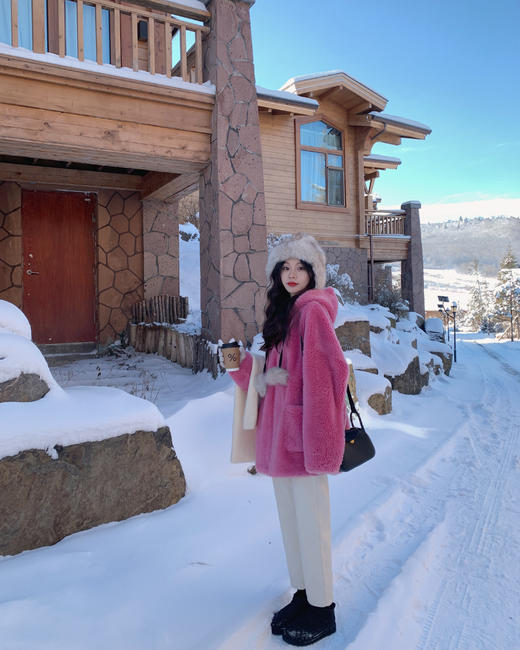 金蘑菇菇【今日特价树莓色小奶熊】软萌又休闲～可收腰哦 版型巨爱的毛绒外套 商品图3