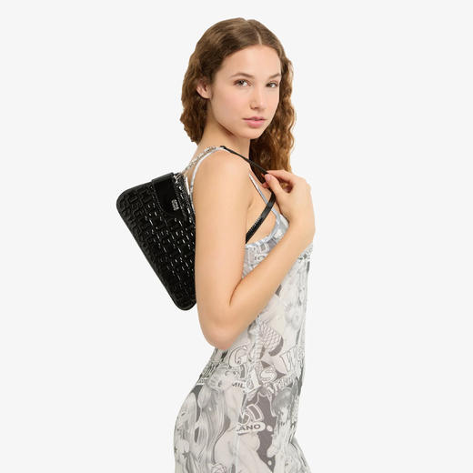 GCDS 女士金属字母徽标 Comma Notte 专利花押字单肩包 黑色 A2OW5200AC899 商品图3