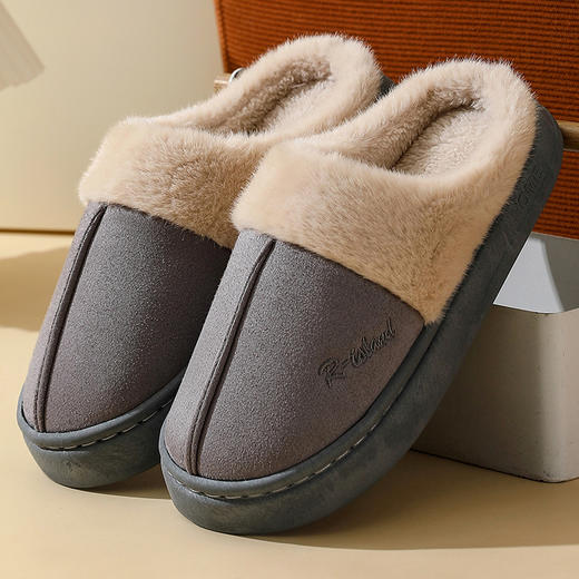 【厚毛绒 巨保暖】小暖炉麂皮绒包跟棉拖鞋 舒适保暖 毛绒鞋口 EVA防滑  保暖包跟月子鞋 男款/女款 商品图6