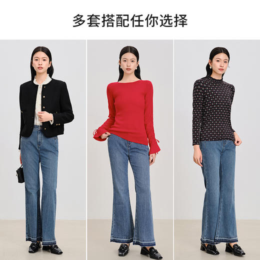 【商场同款】CNT4998“复古牛仔裤” 时尚感宽松微喇裤 显瘦显高 不易变形 舒适好穿搭弹力牛仔裤 商品图12