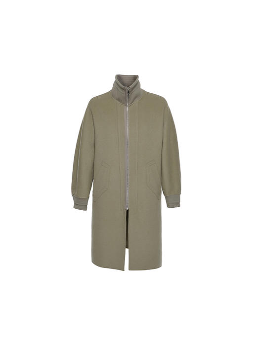 callisto大师系列绿色绵羊毛大衣 商品图0