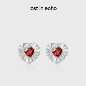 lost in echo2025春季新款轻奢高级水滴心形褶皱925纯银耳环耳饰