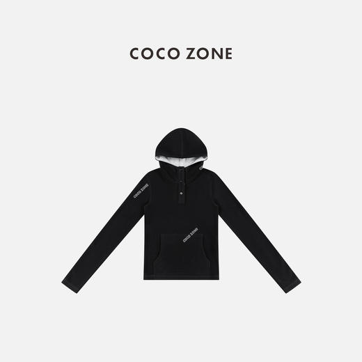 COCO ZONE 冬季设计感三粒扣双面绒连帽T恤CC2D3143 商品图2