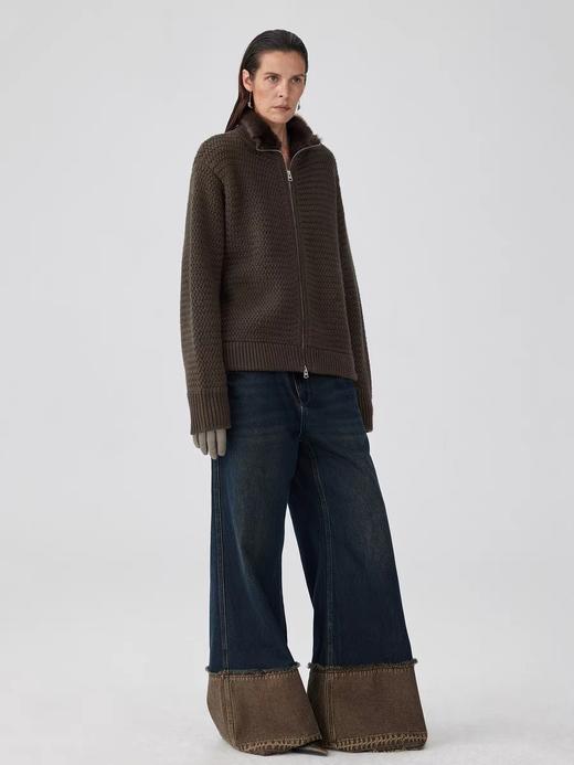 Simple Project/M24208/毛领立领拉链开衫外套 商品图3