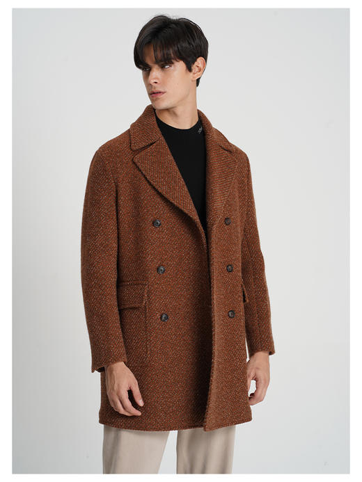 callisto大师系列橙色纯棉羊毛大衣 商品图3