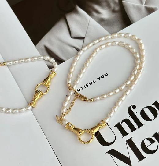 玫瑰刘亦菲同款  手拉手淡水米粒珍珠   项链/手链   missoma手拉手珍珠 商品图1