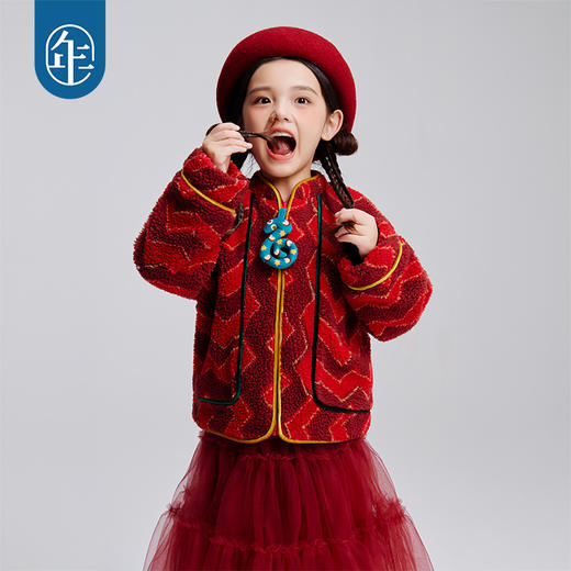 年衣童装儿童唐装外套2024冬季新品男女童新中式国风摇粒绒上衣N4244561D03 商品图3