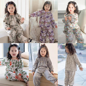 【云优选】BabyStormi宝宝秋冬季家居服双层竹棉纱布女童长袖套装竹纤维儿童睡衣（周六日不发货）