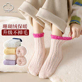 【超值10双装！加厚保暖】珊瑚绒袜子女中筒袜秋冬季加绒加厚保暖家居地板袜月子袜秋冬长袜。ry