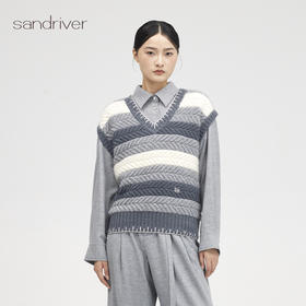 西藏羊绒手工缝边V领套衫SJF96W316N