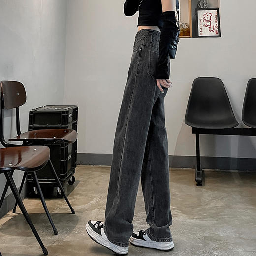 【加厚保暖】罗蒙女士秋冬牛仔裤加绒保暖舒适女长裤休闲遮肉显瘦高腰阔腿裤百搭通勤 商品图5