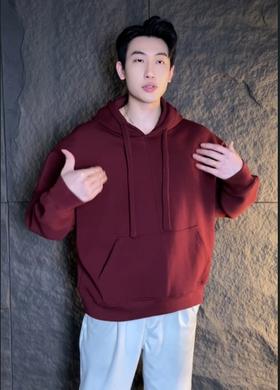 WY593新款时尚个性纯色连帽抽绳连帽套头卫衣宽松百搭休闲上衣