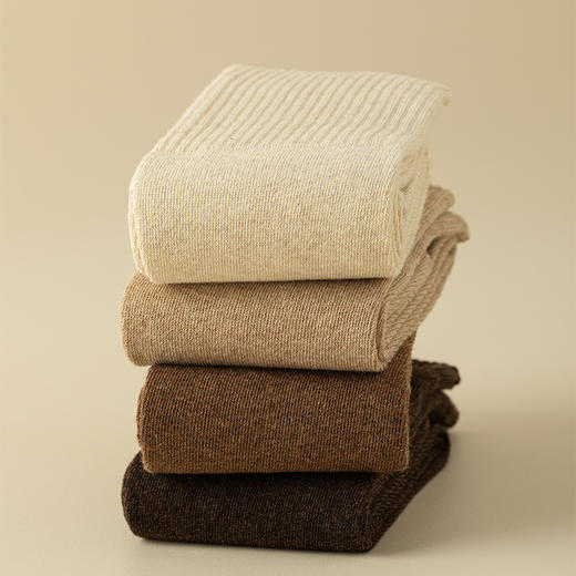 洁丽雅3双装女士棉质长筒袜弹力舒适柔软无骨高支简约纯色护膝袜 商品图5