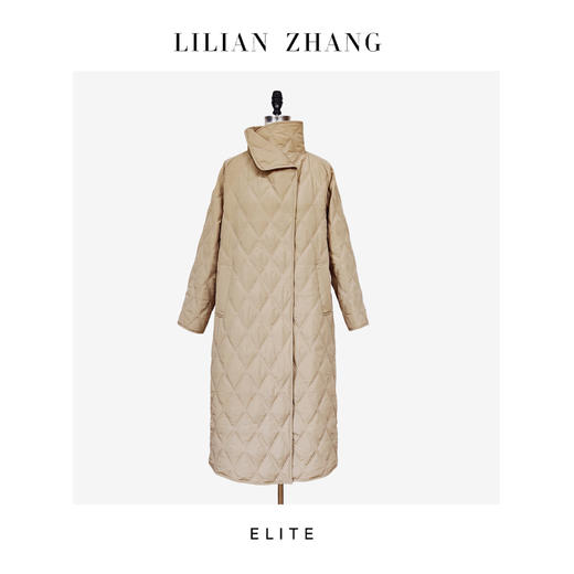 E-定制—时尚轮回、轻奢名媛—英伦菱形Oversized长棉服大衣 2406011 商品图1