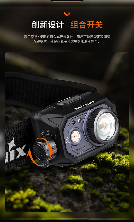 Fenix菲尼克斯HL45R新款强光超亮调焦头灯头戴式户外钓鱼专用感应头灯 商品图3