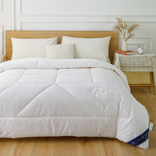 被芯100%澳洲进口羊毛冬被春秋被加厚冬被全棉面料细密防钻毛 商品图1